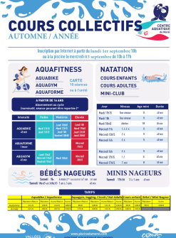 Inscriptions cours collectifs